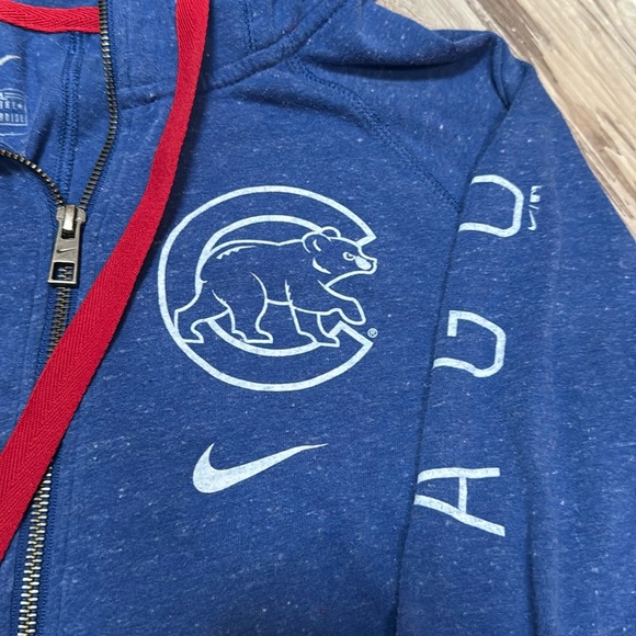 NWT Nike Chicago Cubs Zip Up Sweatshirt Women S Hoodie Full Royal Blue Red - Picture 3 of 7
